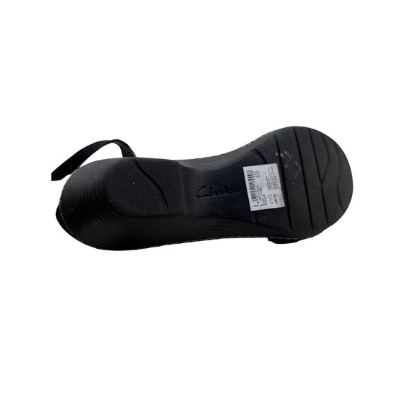 Womens Clarks Size 10 Leather Strappy Low Wedge Sandals Shoe - Picture 13 of 13